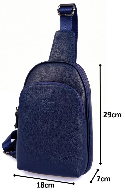 KANGAROO KINGDOM Hakiki Dana Deri Koyu Lacivert Erkek Body Bag Sırt Çantası 8155-L