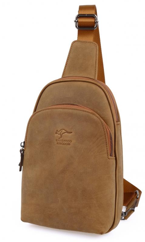 KANGAROO KINGDOM Hakiki Dana Deri Crazy Horse Vişne Unisex Body Bag Sırt Çantası 8155-ZV