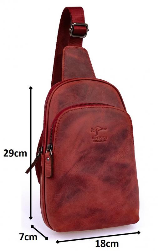 KANGAROO KINGDOM Hakiki Dana Deri Crazy Horse Vişne Unisex Body Bag Sırt Çantası 8155-ZV